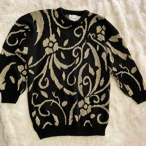 Ellen D collection black and gold sweater